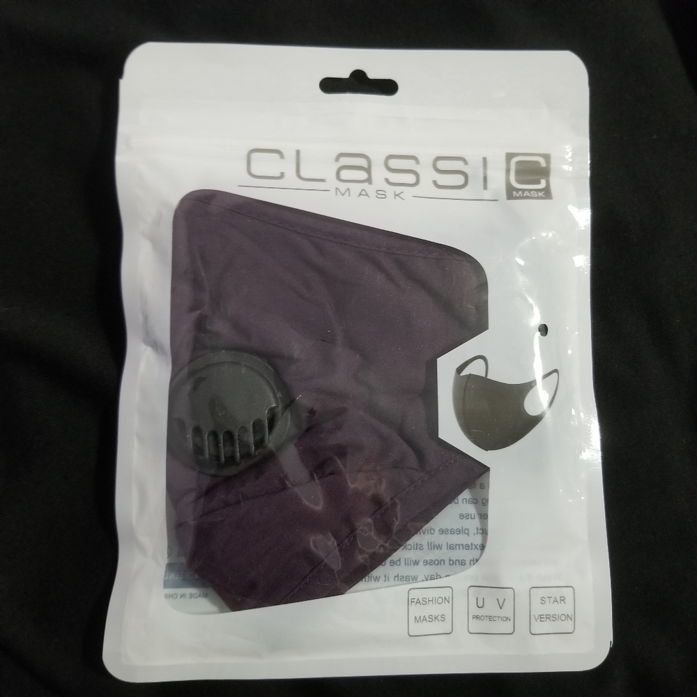 Purple Face Mask with air vent/valve
